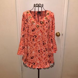 Pink Leopard Flared Top